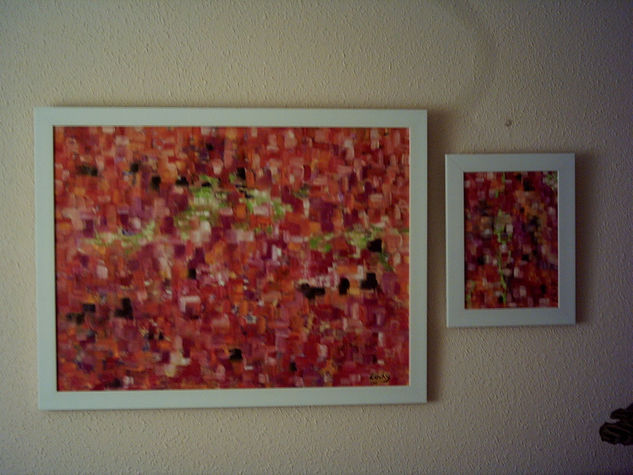 Pareja de Abstractos rosa-naranja Oil Canvas Others