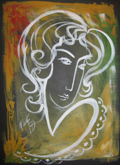 Rostro de mujer Acrylic Card Figure Painting