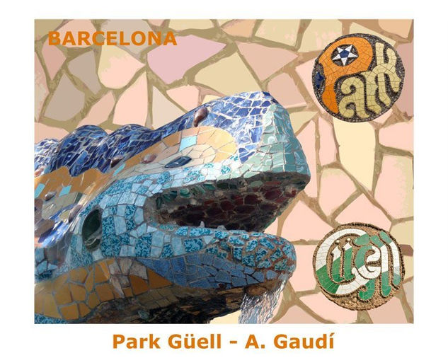 Parque Guell dragon Architecture and Interiorism Black and White (Digital)