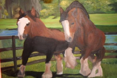 Pareja de Caballos Oil Canvas Landscaping