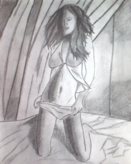 mujer posando Carboncillo