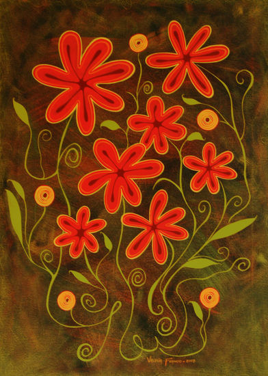 Sólo flores Acrylic Textile Floral Painting