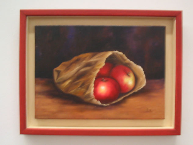 manzanas en bosa de papel Oil Canvas Still Life Paintings