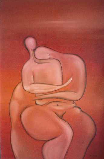 Amantes en Rojo Oil Canvas