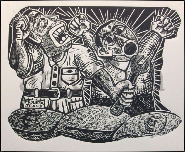 A las barricadas del arte Linocut