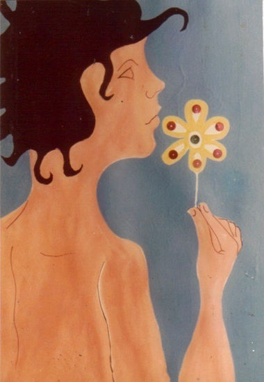 LA FLOR DE LA VIDA.1976 Gouache Cartulina Figura