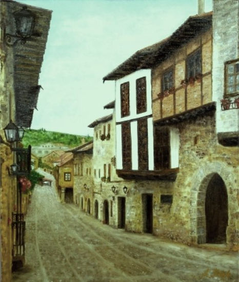 Santillana del Mar 6  (Cantabria) Óleo Lienzo Paisaje