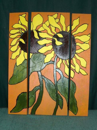 Críptico Girasoles Mixed media Panel Landscaping