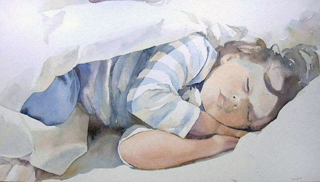 El sueño inocente Watercolour Paper Figure Painting