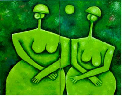 madonas en verde Oil Canvas