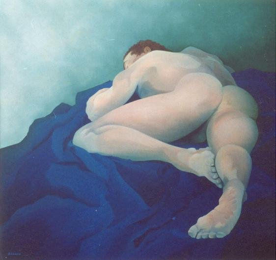 Siesta sobre azul profundo Oil Canvas Nude Paintings