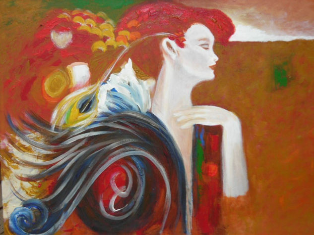 Mujer de fantasía Oil Panel Landscaping