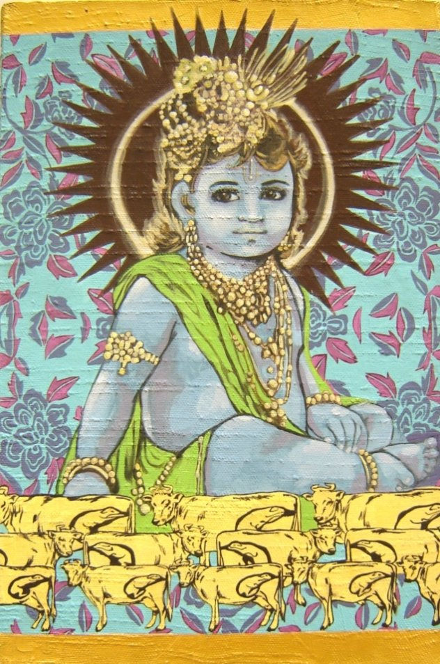 Retrato de Krishna y 10.5 vaquitas