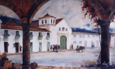 Pueblo de Colombia Oil Canvas