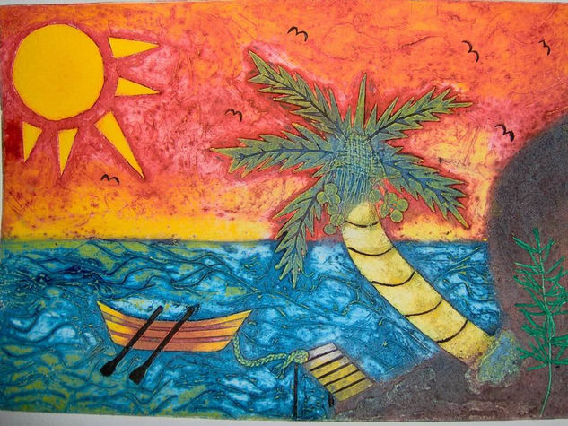 Guardalavaca beach Collagraphy