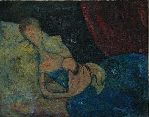 madre durmiendo la siesta Media Mixta Lienzo Figura