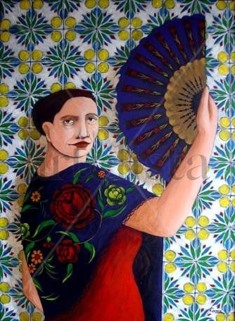 MUJER CON ABANICO