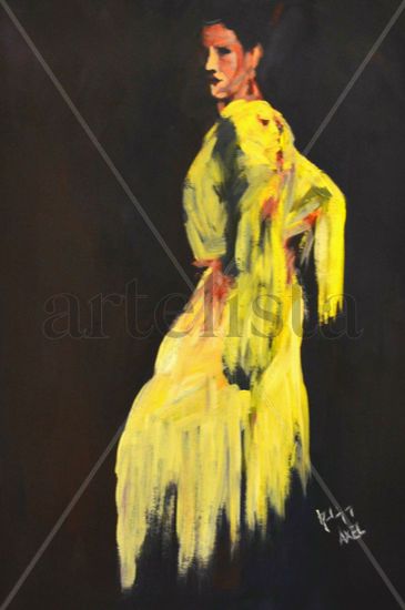 Flamenco Oil Card Figure Painting