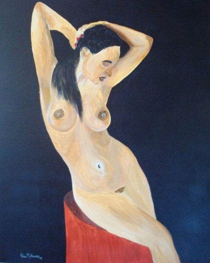 Mulher Sentada Acrylic Textile Nude Paintings