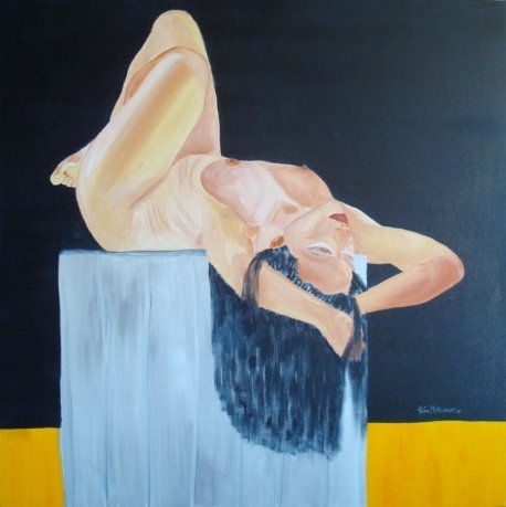 Mulher Pedestal Acrylic Textile Nude Paintings