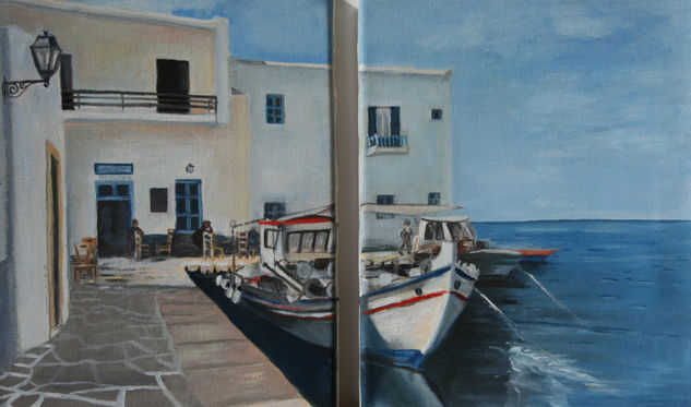 Naoussa Oil Canvas Marine Painting