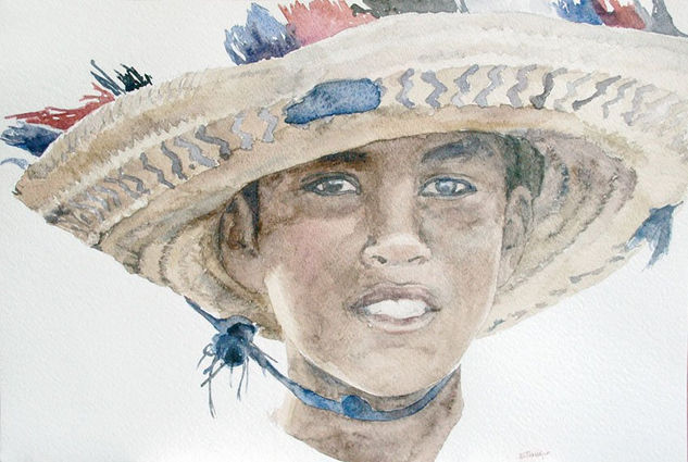 Retrato en Asilah Watercolour Paper Portrait