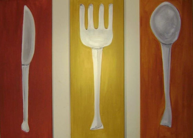 cuadro, cubierto,cuchillo,cuchara