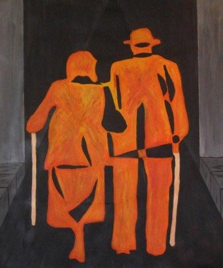 Los Ancianos Acrylic Canvas Figure Painting