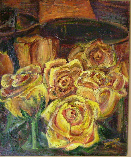 rosas amarilllas Oil Canvas Floral Painting