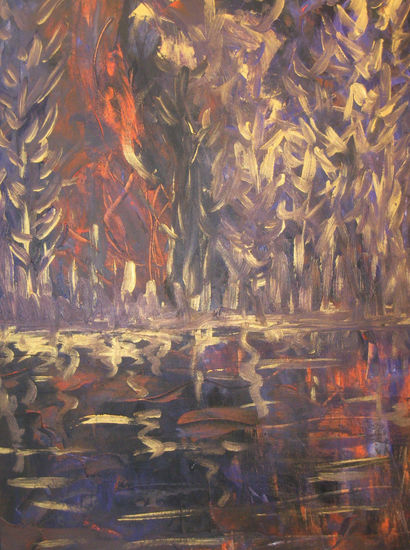 Reflejos en el lago Acrylic Canvas Landscaping