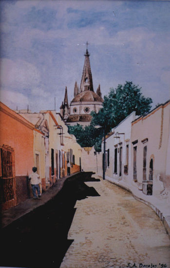 Callecita de  San Miguel Allende Acuarela Papel Paisaje