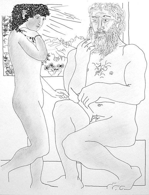 "Escultor y modelo en la ventana"