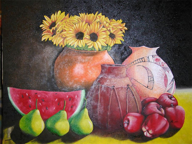 bodegòn con sandìa Oil Textile Still Life Paintings