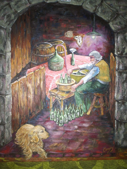 BODEGUERO DALINIANO CON MI PERRO Oil Canvas Others