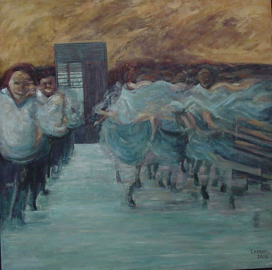 Salida de Clases Oil Canvas Figure Painting