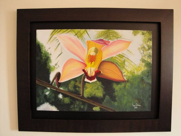 El Cymbidium Amarillo Oil Canvas Floral Painting