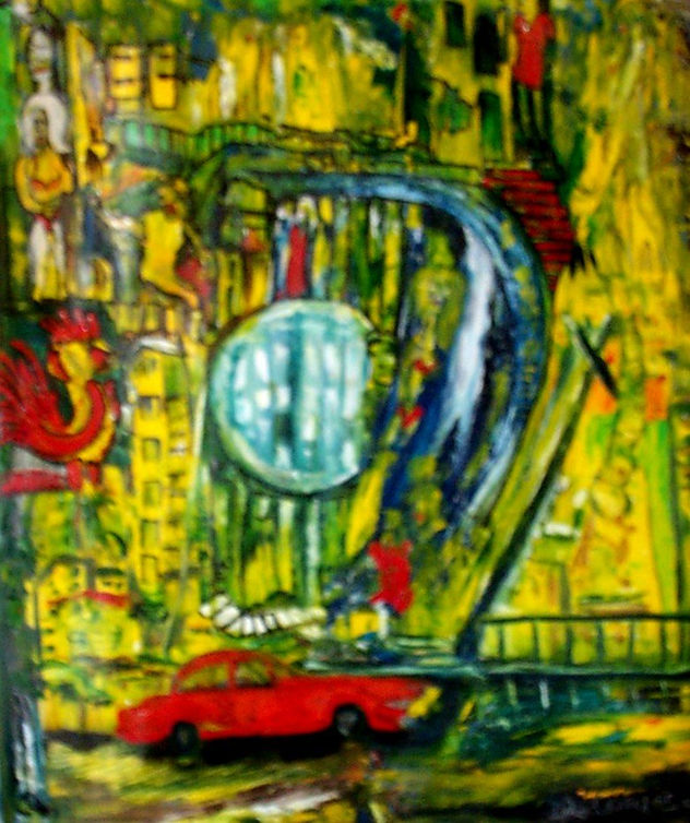 "Comunidades espaciadas"; 2005. 36 in.  x 31 in., óleo/canvas®