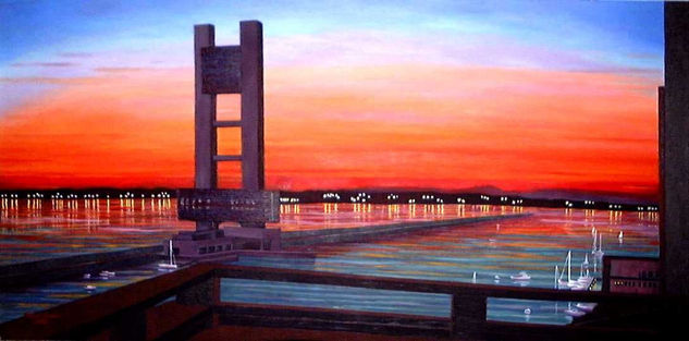 Anochecer en la Torre de Control Oil Canvas