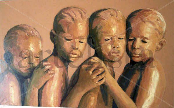 niños de barro Oil Canvas Figure Painting