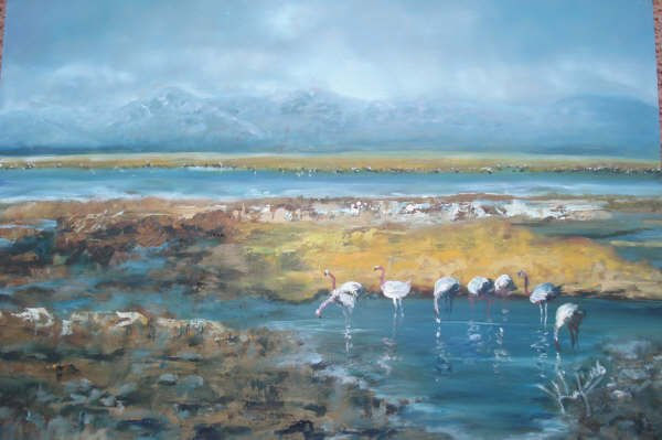 LAGUNA STA ROSA EN EL DESIERTO DE ATACAMA Oil Canvas Landscaping