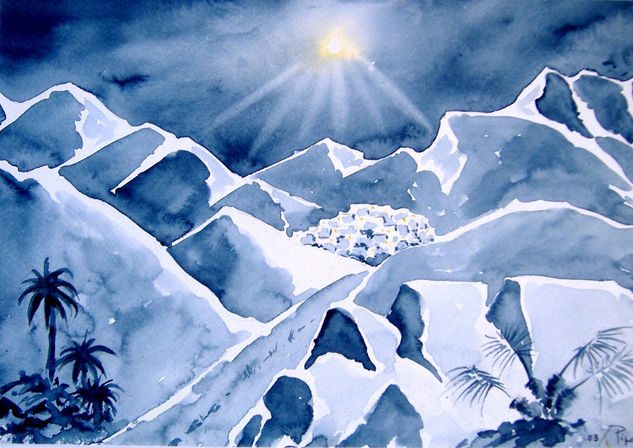 navidad Acuarela Papel Paisaje