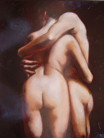 pareja Óleo Tabla Desnudos