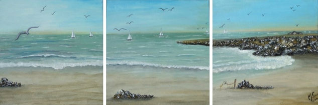 La playa II (Tríptico) Oil Canvas Landscaping