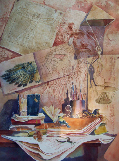 El sueño de Leonardo Watercolour Paper Still Life Paintings