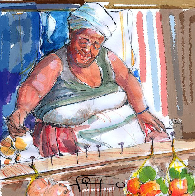 vendiendo en el mercado