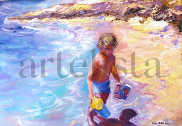 Albert en la playa 2 Oil Panel Marine Painting