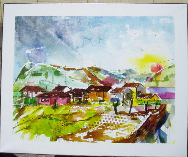 VISTA DE SARIEGOS (ASTURIAS) Watercolour Paper Landscaping