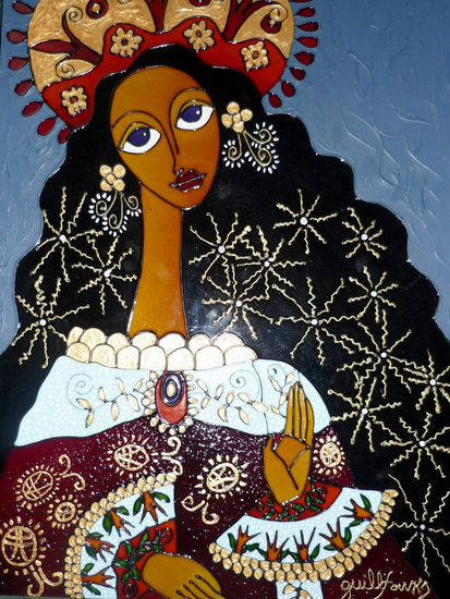 Virgen Colonial Acrylic Panel Figure Painting