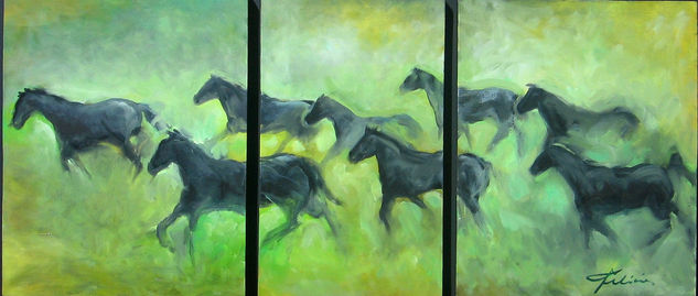 Tropa en fuga2 Oil Canvas Animals