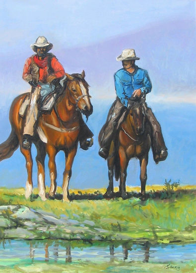 Un Clasico de Vaqueros Oil Canvas Landscaping